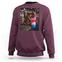 4th Of July Dachshund Drinking Slushie Sweatshirt Patriotic 250 Anniversary USA Dog Lovers Funny Meme