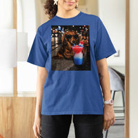 4th Of July Dachshund Drinking Slushie T Shirt For Women Patriotic 250 Anniversary USA Dog Lovers Funny Meme
