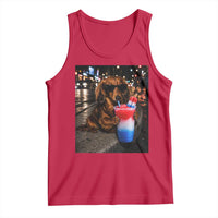 4th Of July Dachshund Drinking Slushie Tank Top Patriotic 250 Anniversary USA Dog Lovers Funny Meme