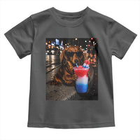 4th Of July Dachshund Drinking Slushie Toddler T Shirt Patriotic 250 Anniversary USA Dog Lovers Funny Meme