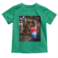 4th Of July Dachshund Drinking Slushie Toddler T Shirt Patriotic 250 Anniversary USA Dog Lovers Funny Meme