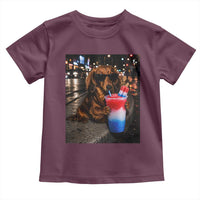4th Of July Dachshund Drinking Slushie Toddler T Shirt Patriotic 250 Anniversary USA Dog Lovers Funny Meme