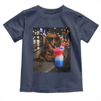 4th Of July Dachshund Drinking Slushie Toddler T Shirt Patriotic 250 Anniversary USA Dog Lovers Funny Meme