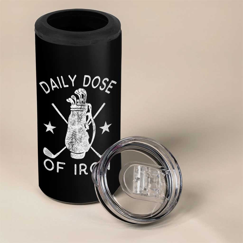 Funny Golfer 4 in 1 Can Cooler Tumbler Daily Dose of Iron Golf