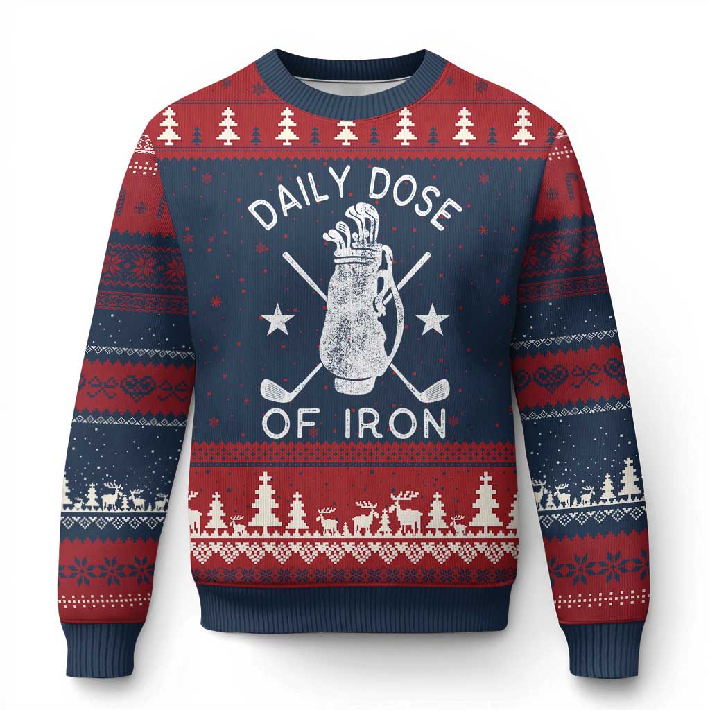 Funny Golfer Ugly Christmas Sweater Daily Dose of Iron Golf