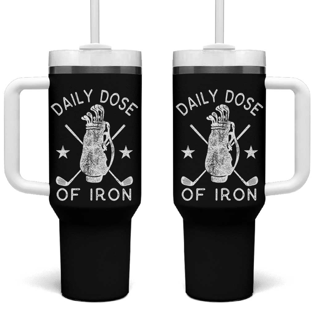 Funny Golfer Tumbler With Handle Daily Dose of Iron Golf
