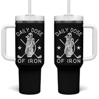 Funny Golfer Tumbler With Handle Daily Dose of Iron Golf