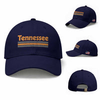 Vintage Tennessee Baseball Cap Retro Classic TN Orange Print Retro Three Stripe