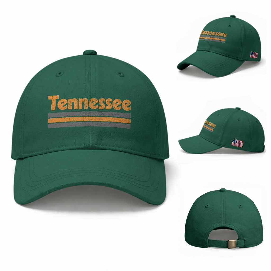 Vintage Tennessee Baseball Cap Retro Classic TN Orange Print Retro Three Stripe