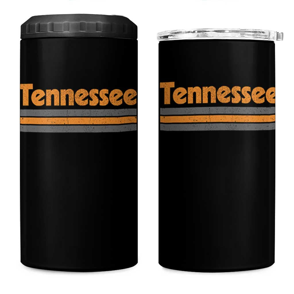 Vintage Tennessee 4 in 1 Can Cooler Tumbler Retro Classic TN Orange Print Retro Three Stripe