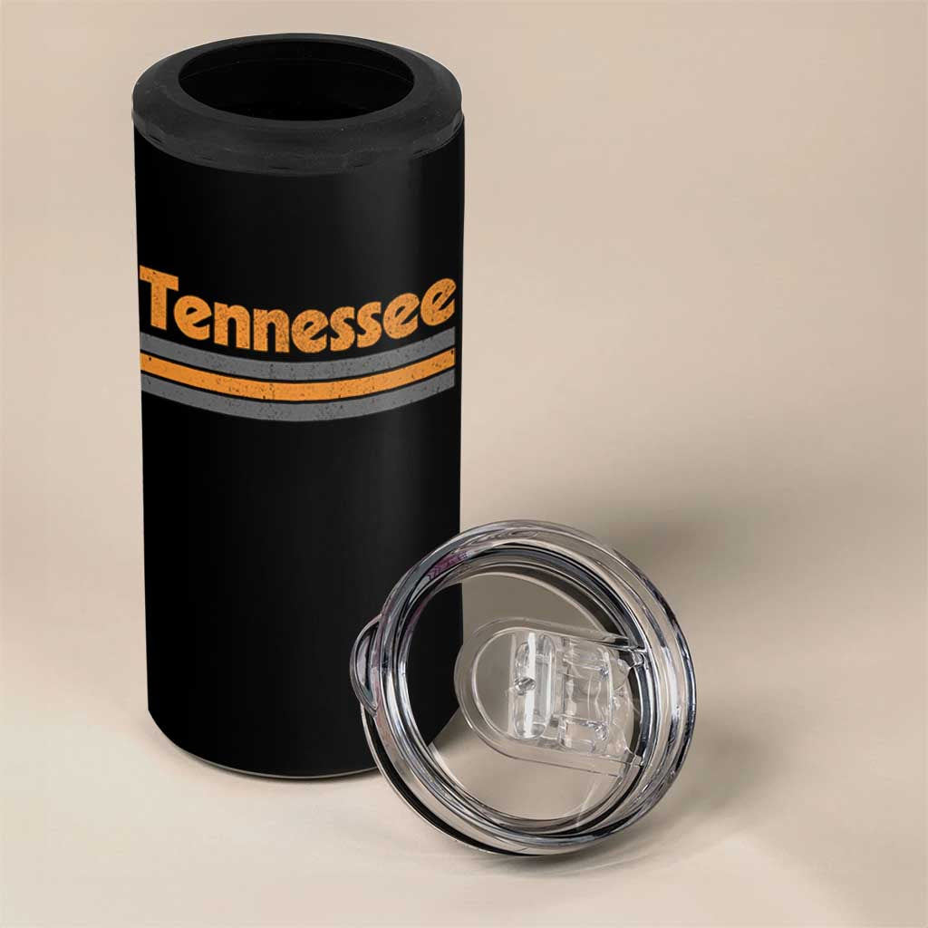 Vintage Tennessee 4 in 1 Can Cooler Tumbler Retro Classic TN Orange Print Retro Three Stripe