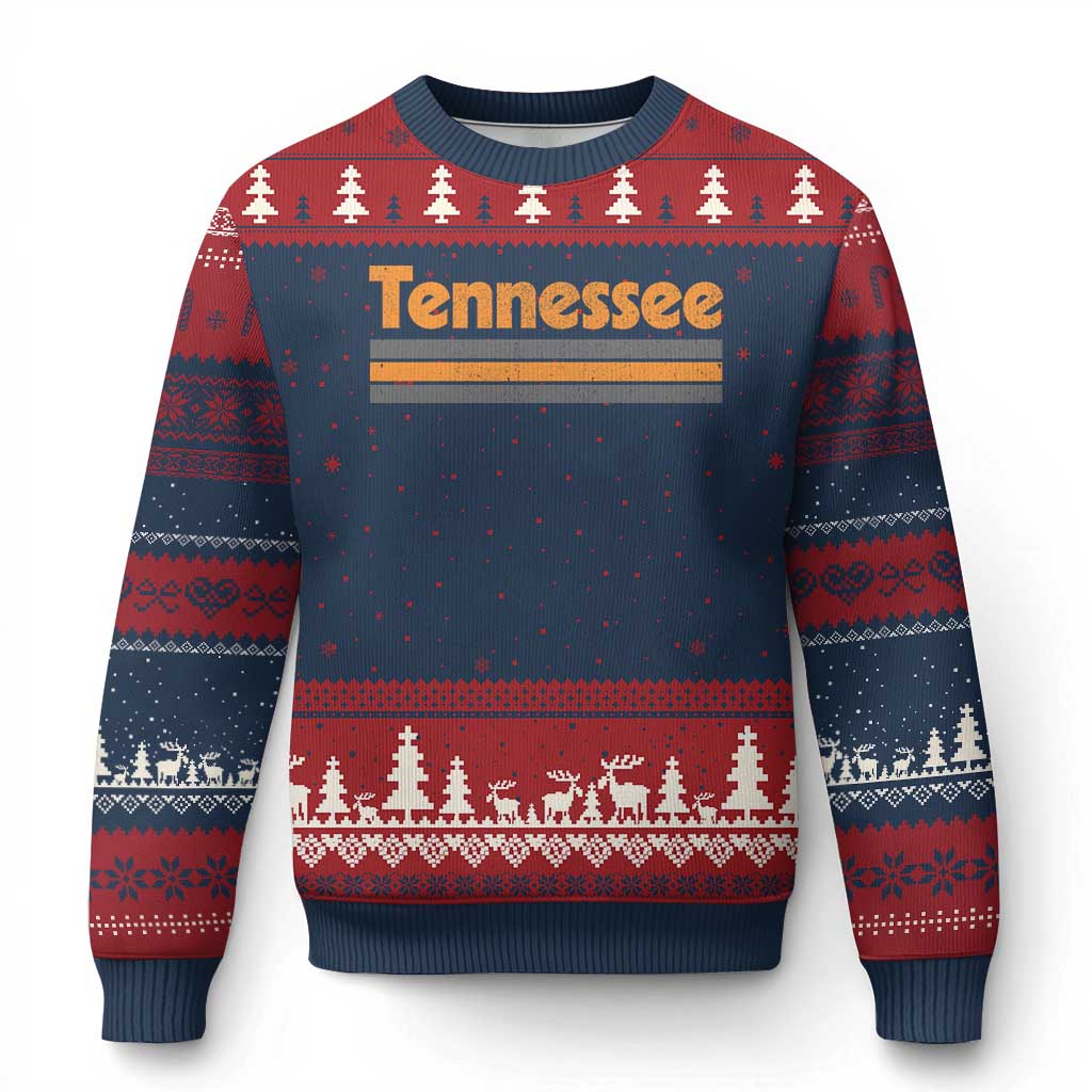 Vintage Tennessee Ugly Christmas Sweater Retro Classic TN Orange Print Retro Three Stripe