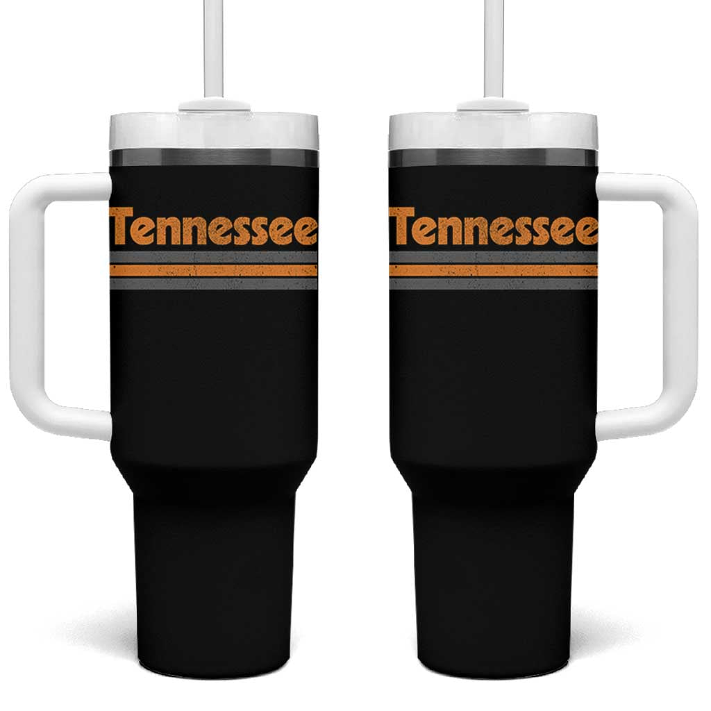 Vintage Tennessee Tumbler With Handle Retro Classic TN Orange Print Retro Three Stripe