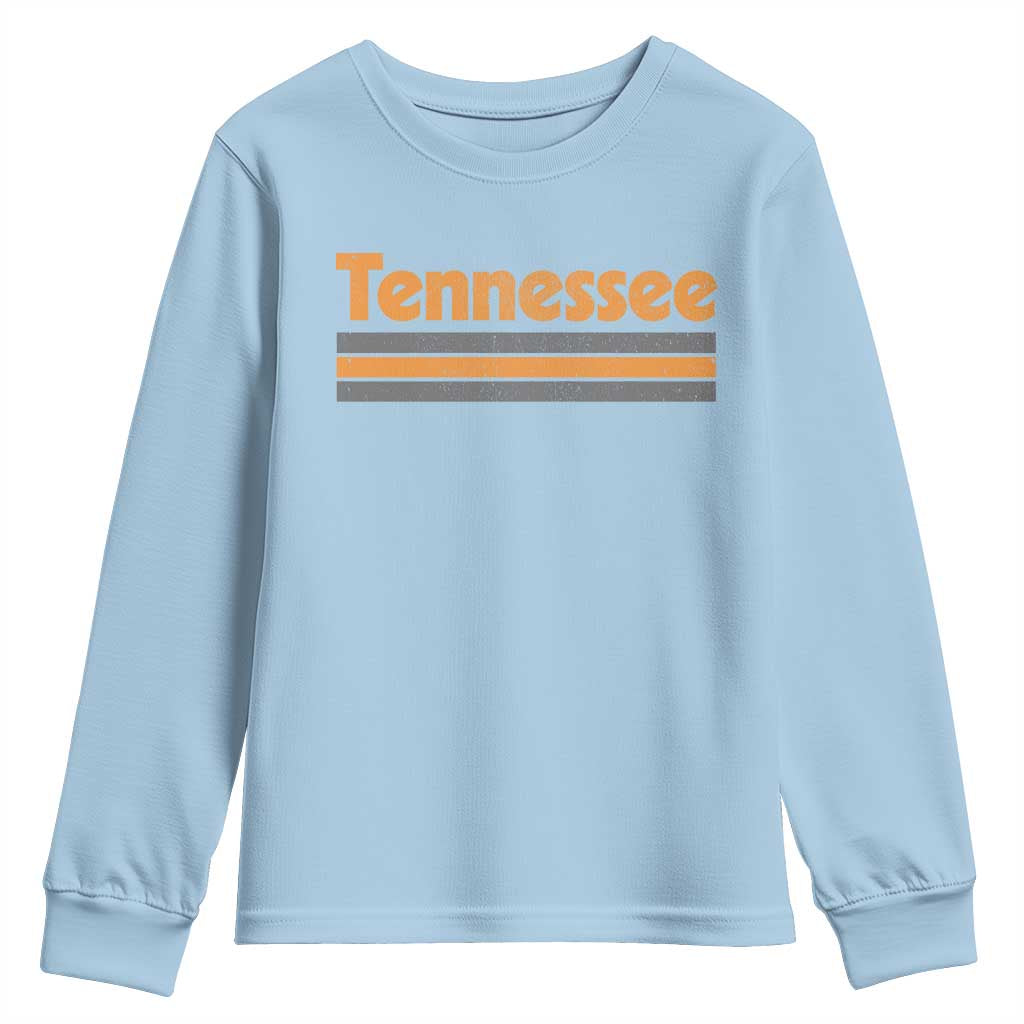 Vintage Tennessee Youth Sweatshirt Retro Classic TN Orange Print Retro Three Stripe