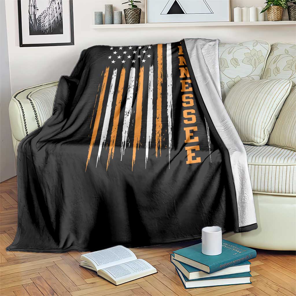 Vintage Tennessee Throw Blanket Retro Classic TN Orange Print Retro American Flag