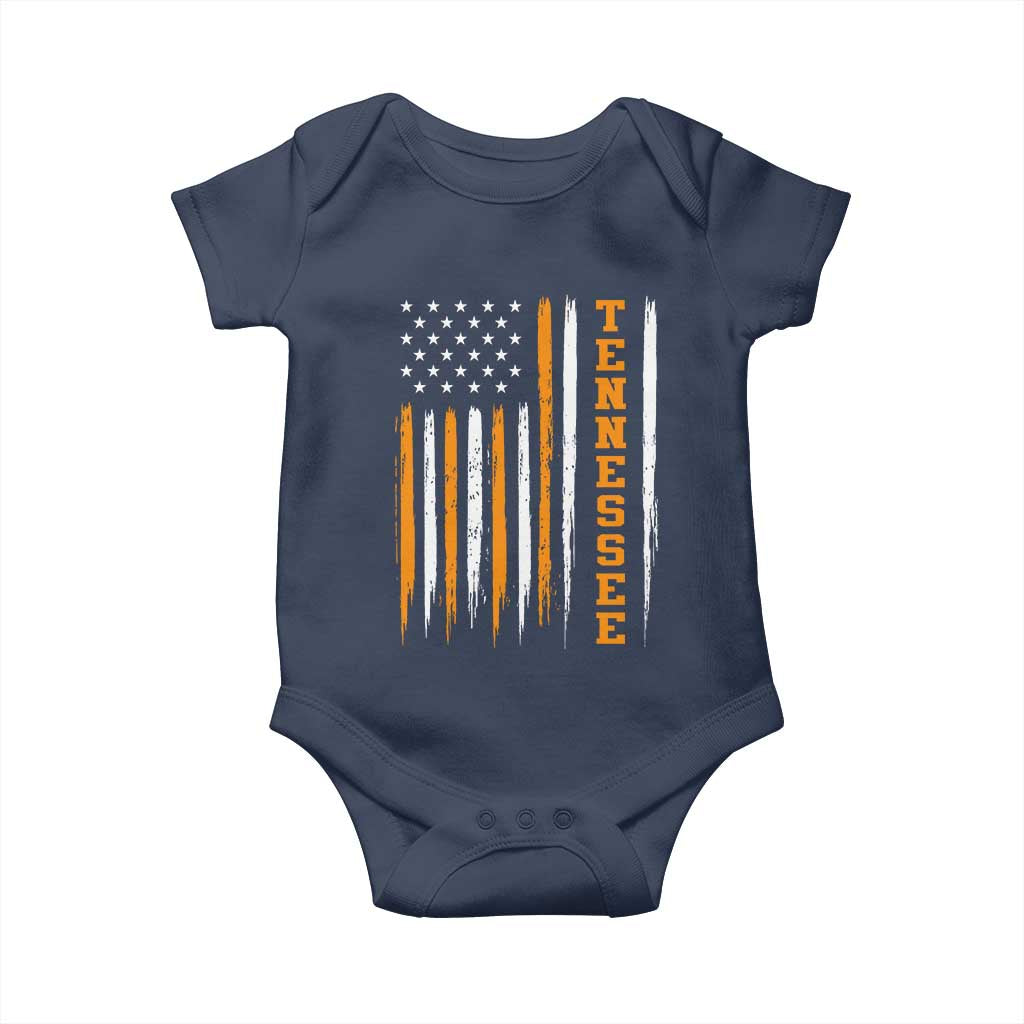 Vintage Tennessee Baby Onesie Retro Classic TN Orange Print Retro American Flag
