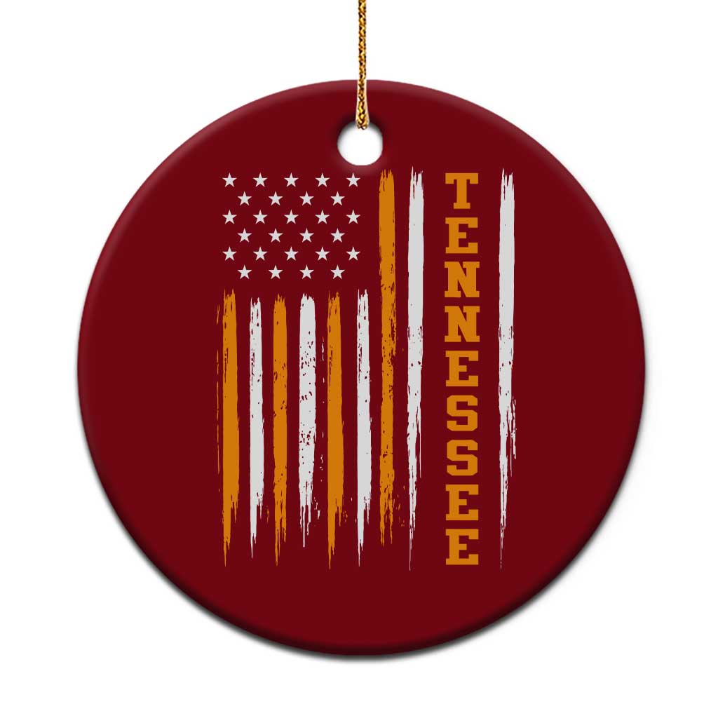Vintage Tennessee Ceramic Ornament Retro Classic TN Orange Print Retro American Flag
