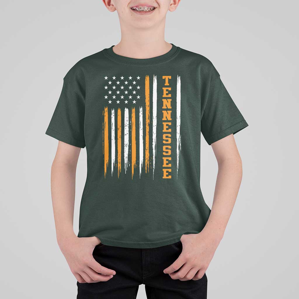 Vintage Tennessee T Shirt For Kid Retro Classic TN Orange Print Retro American Flag
