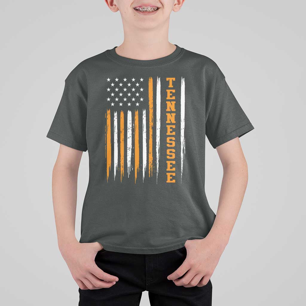 Vintage Tennessee T Shirt For Kid Retro Classic TN Orange Print Retro American Flag