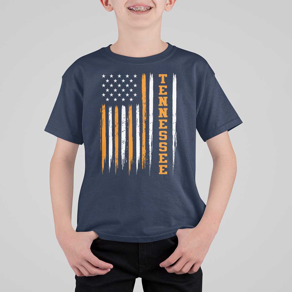 Vintage Tennessee T Shirt For Kid Retro Classic TN Orange Print Retro American Flag