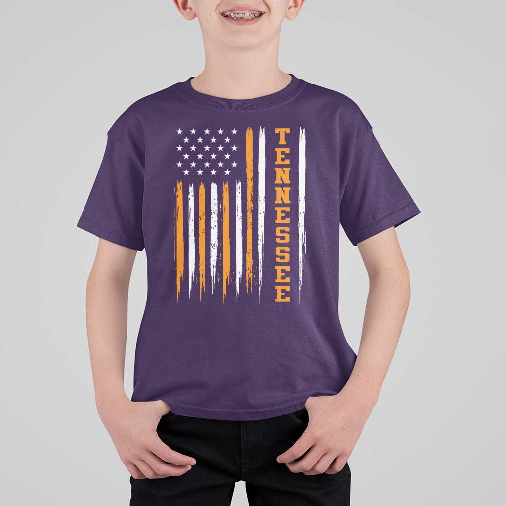 Vintage Tennessee T Shirt For Kid Retro Classic TN Orange Print Retro American Flag