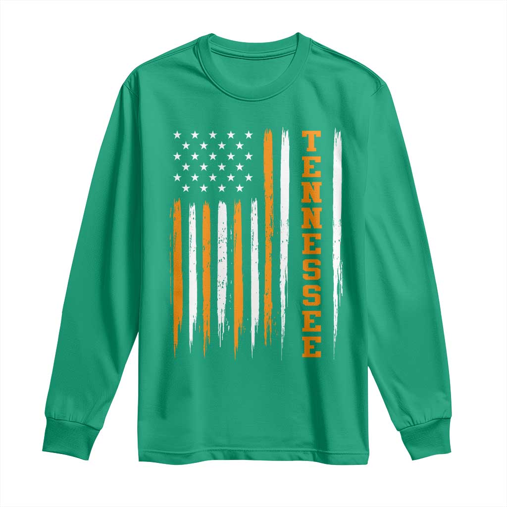 Vintage Tennessee Long Sleeve Shirt Retro Classic TN Orange Print Retro American Flag