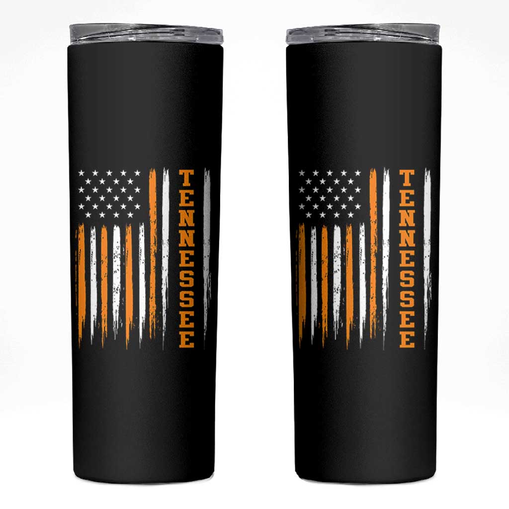 Vintage Tennessee Skinny Tumbler Retro Classic TN Orange Print Retro American Flag