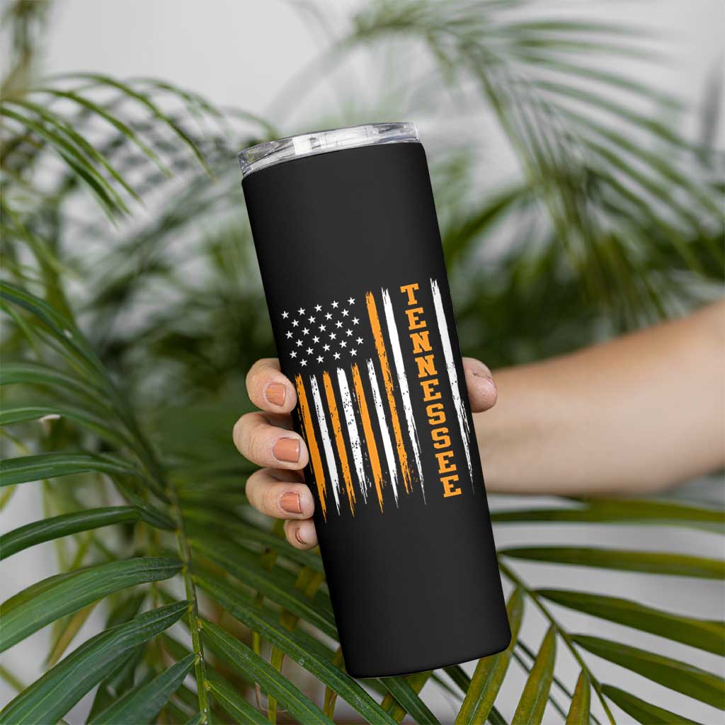 Vintage Tennessee Skinny Tumbler Retro Classic TN Orange Print Retro American Flag