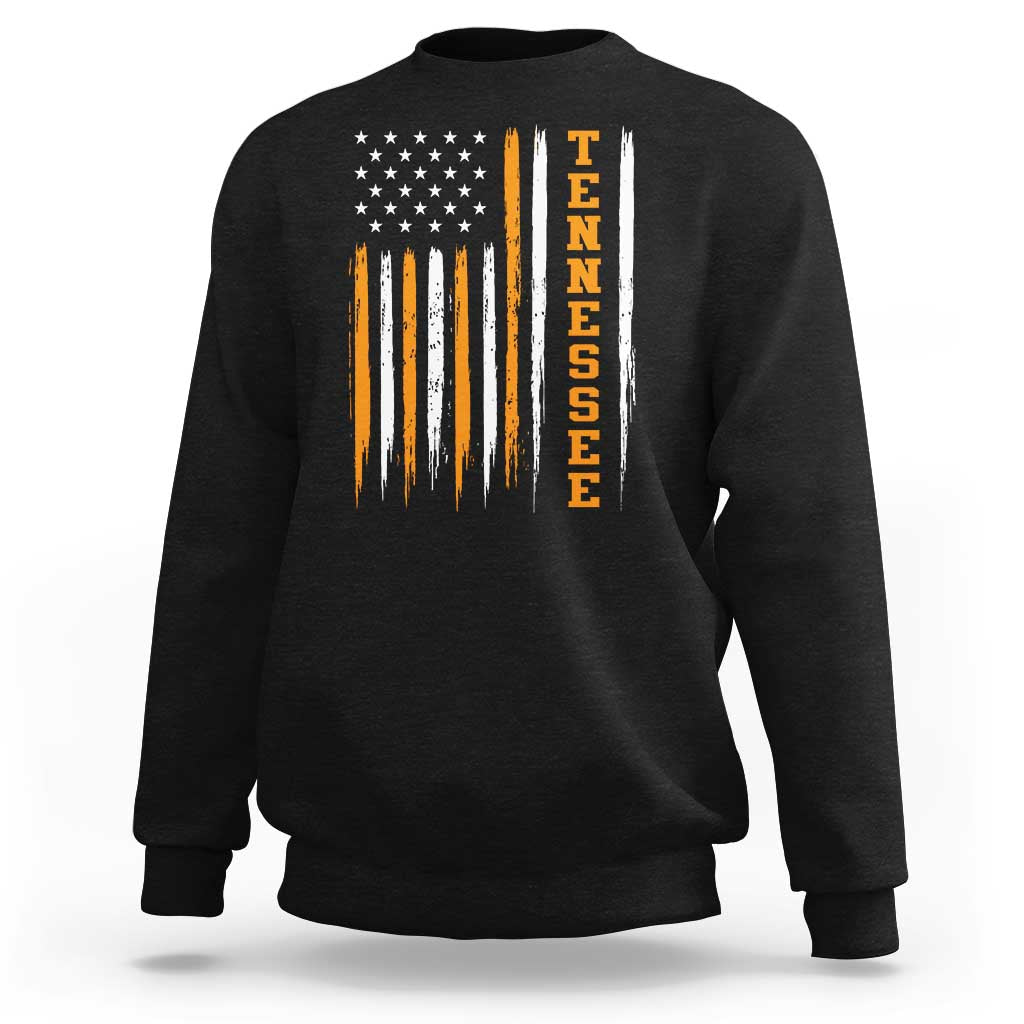 Vintage Tennessee Sweatshirt Retro Classic TN Orange Print Retro American Flag
