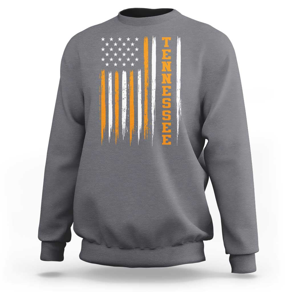 Vintage Tennessee Sweatshirt Retro Classic TN Orange Print Retro American Flag