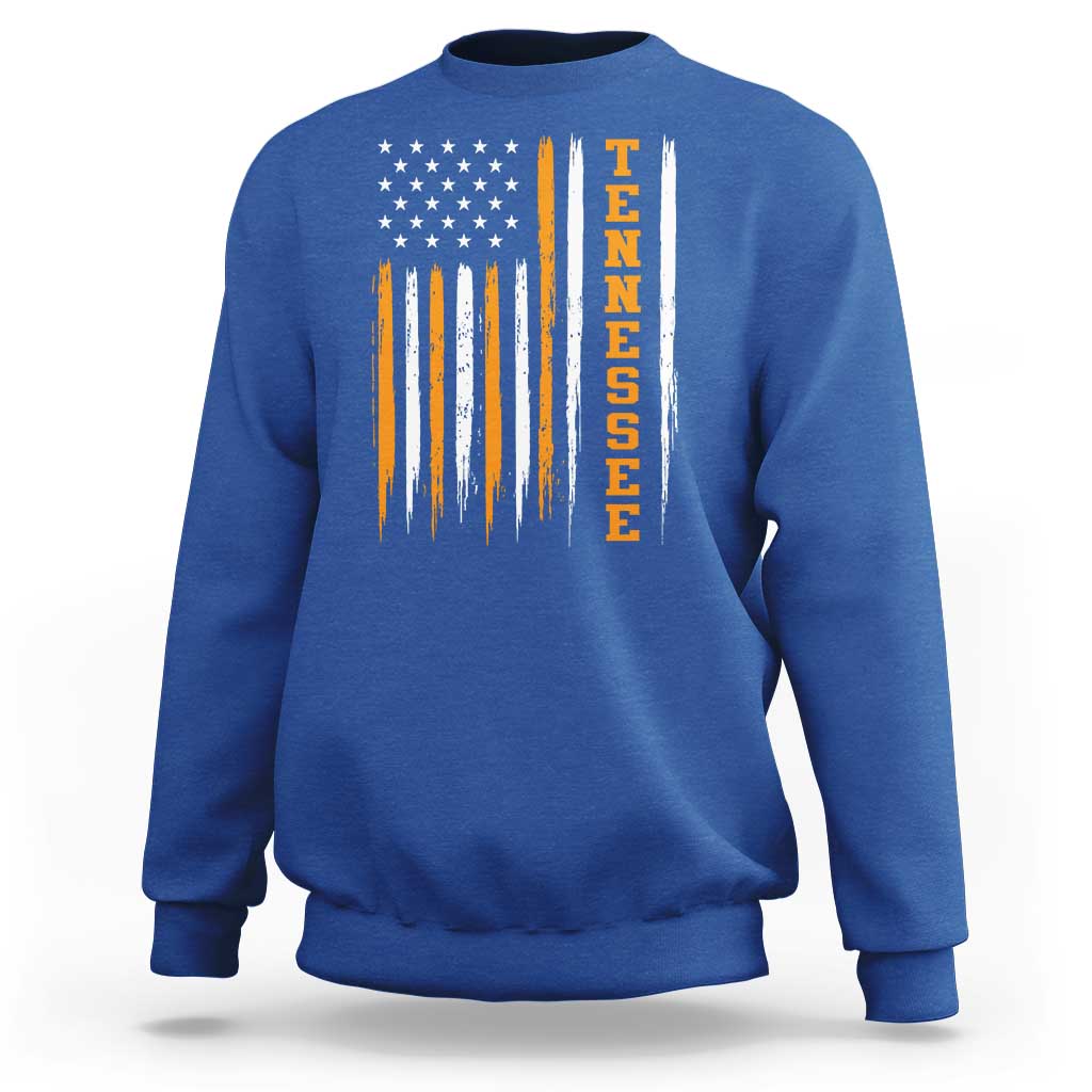 Vintage Tennessee Sweatshirt Retro Classic TN Orange Print Retro American Flag