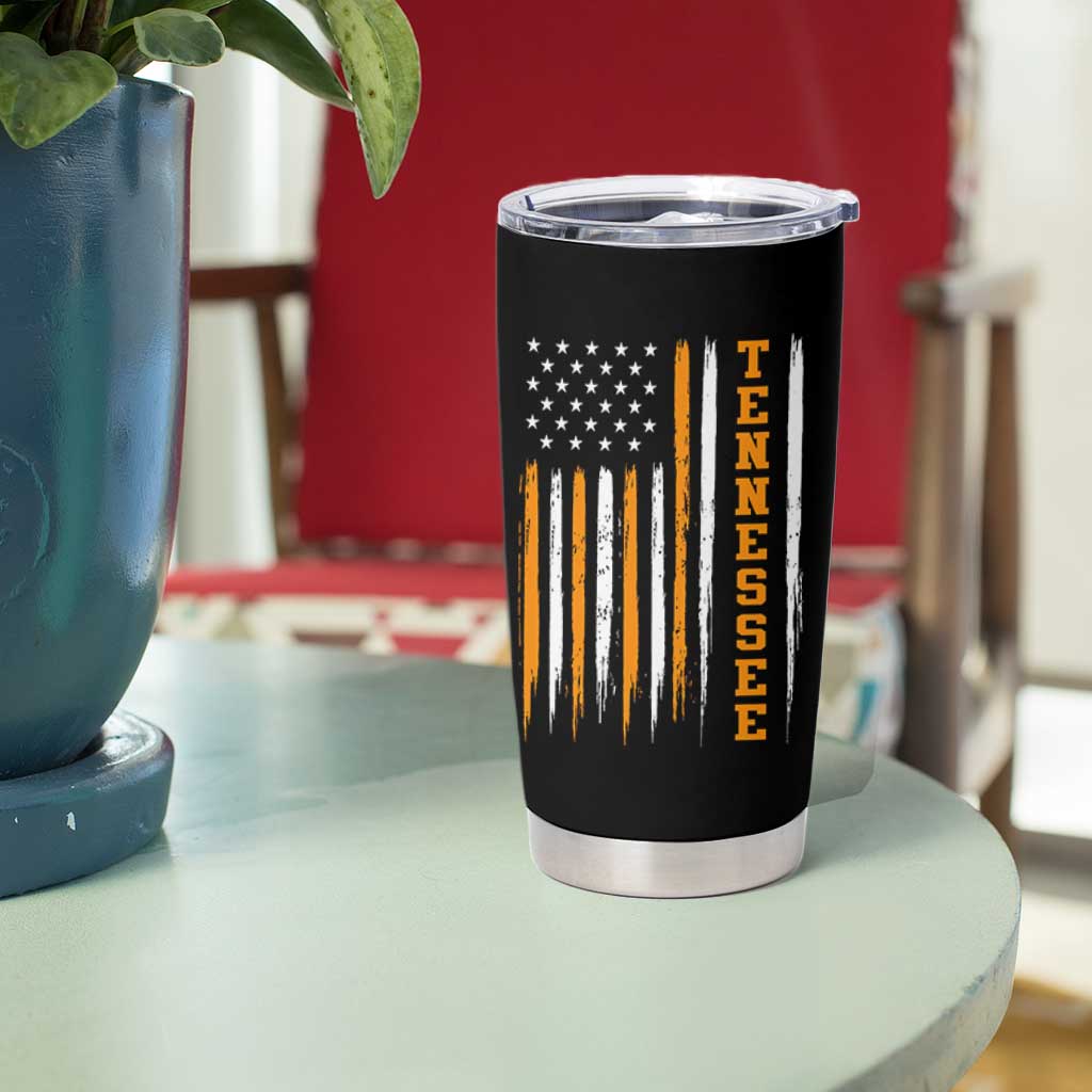 Vintage Tennessee Tumbler Cup Retro Classic TN Orange Print Retro American Flag