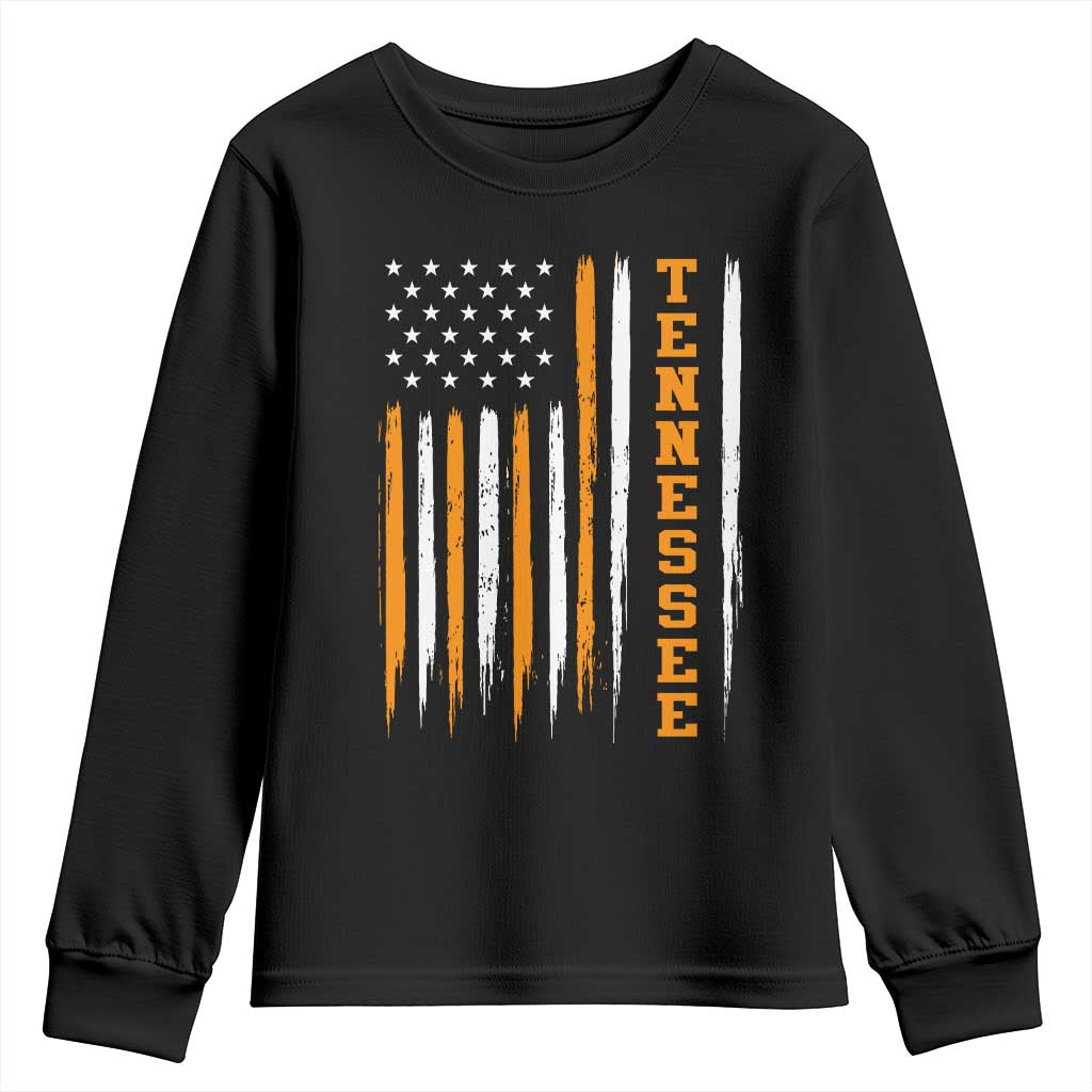 Vintage Tennessee Youth Sweatshirt Retro Classic TN Orange Print Retro American Flag