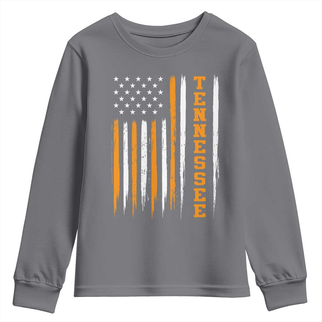 Vintage Tennessee Youth Sweatshirt Retro Classic TN Orange Print Retro American Flag