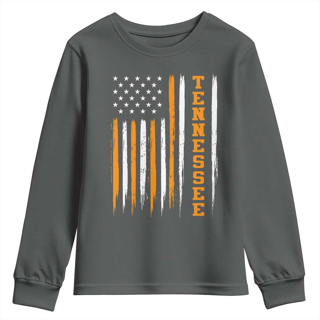 Vintage Tennessee Youth Sweatshirt Retro Classic TN Orange Print Retro American Flag