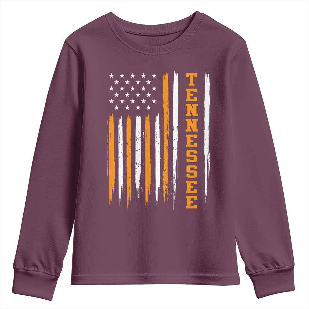 Vintage Tennessee Youth Sweatshirt Retro Classic TN Orange Print Retro American Flag