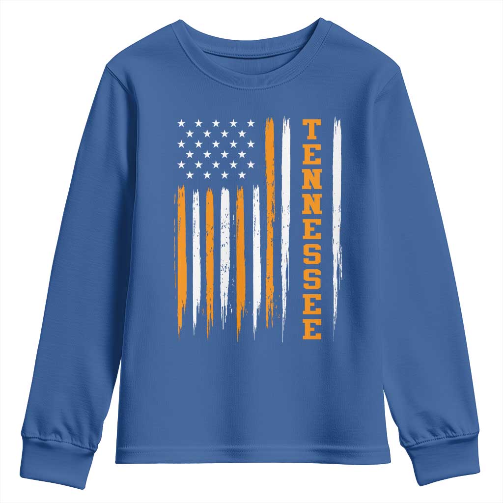 Vintage Tennessee Youth Sweatshirt Retro Classic TN Orange Print Retro American Flag