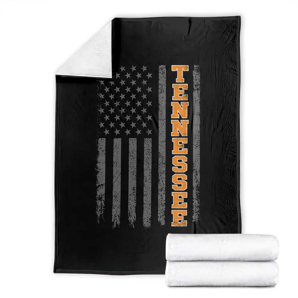 Vintage Tennessee Throw Blanket Retro Orange TN American Flag Patriotic US State