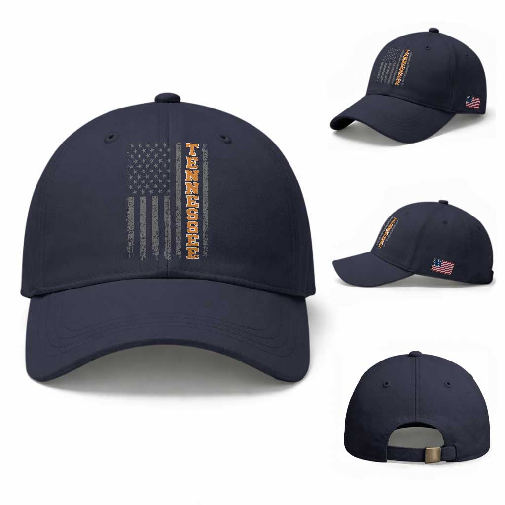 Vintage Tennessee Baseball Cap Retro Orange TN American Flag Patriotic US State