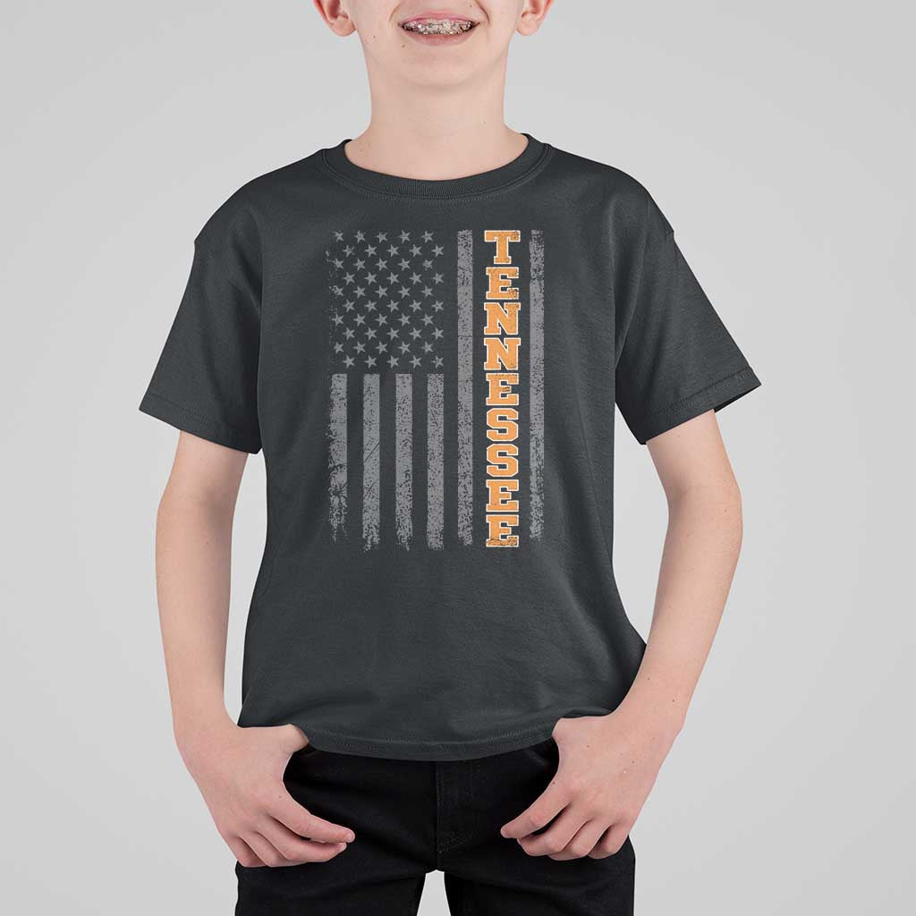 Vintage Tennessee T Shirt For Kid Retro Orange TN American Flag Patriotic US State