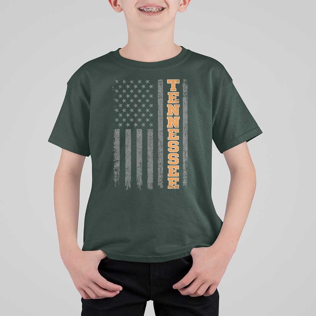 Vintage Tennessee T Shirt For Kid Retro Orange TN American Flag Patriotic US State