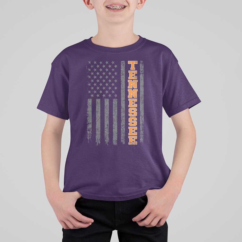 Vintage Tennessee T Shirt For Kid Retro Orange TN American Flag Patriotic US State