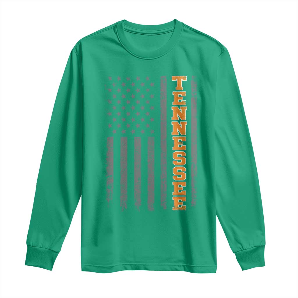 Vintage Tennessee Long Sleeve Shirt Retro Orange TN American Flag Patriotic US State