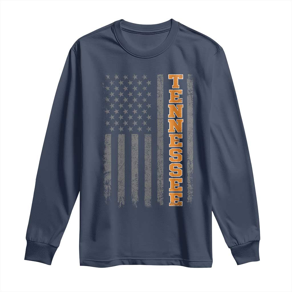 Vintage Tennessee Long Sleeve Shirt Retro Orange TN American Flag Patriotic US State