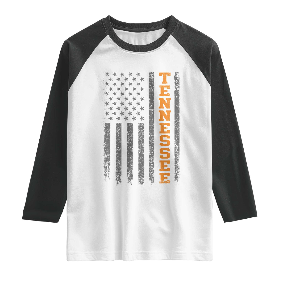 Vintage Tennessee Raglan Shirt Retro Orange TN American Flag Patriotic US State