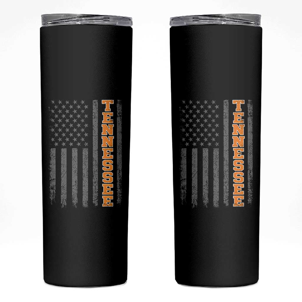 Vintage Tennessee Skinny Tumbler Retro Orange TN American Flag Patriotic US State