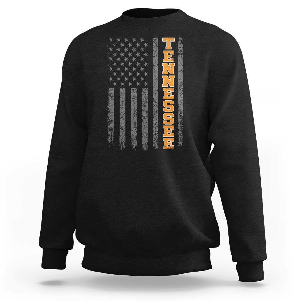 Vintage Tennessee Sweatshirt Retro Orange TN American Flag Patriotic US State