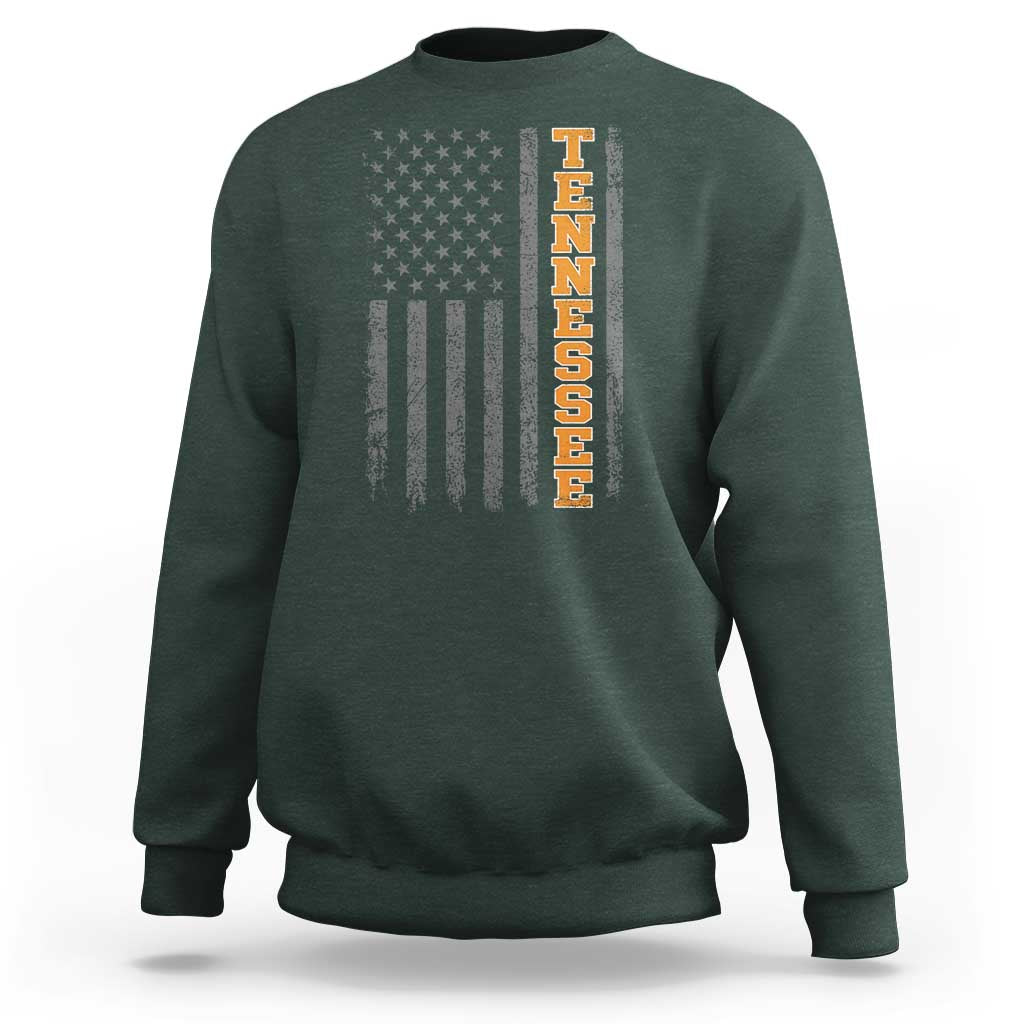 Vintage Tennessee Sweatshirt Retro Orange TN American Flag Patriotic US State