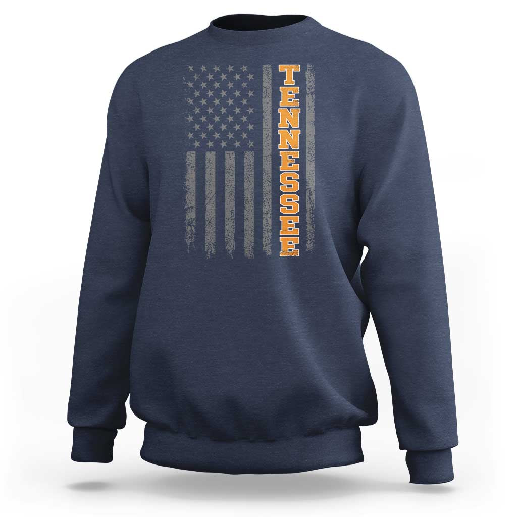 Vintage Tennessee Sweatshirt Retro Orange TN American Flag Patriotic US State