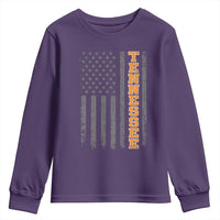 Vintage Tennessee Youth Sweatshirt Retro Orange TN American Flag Patriotic US State